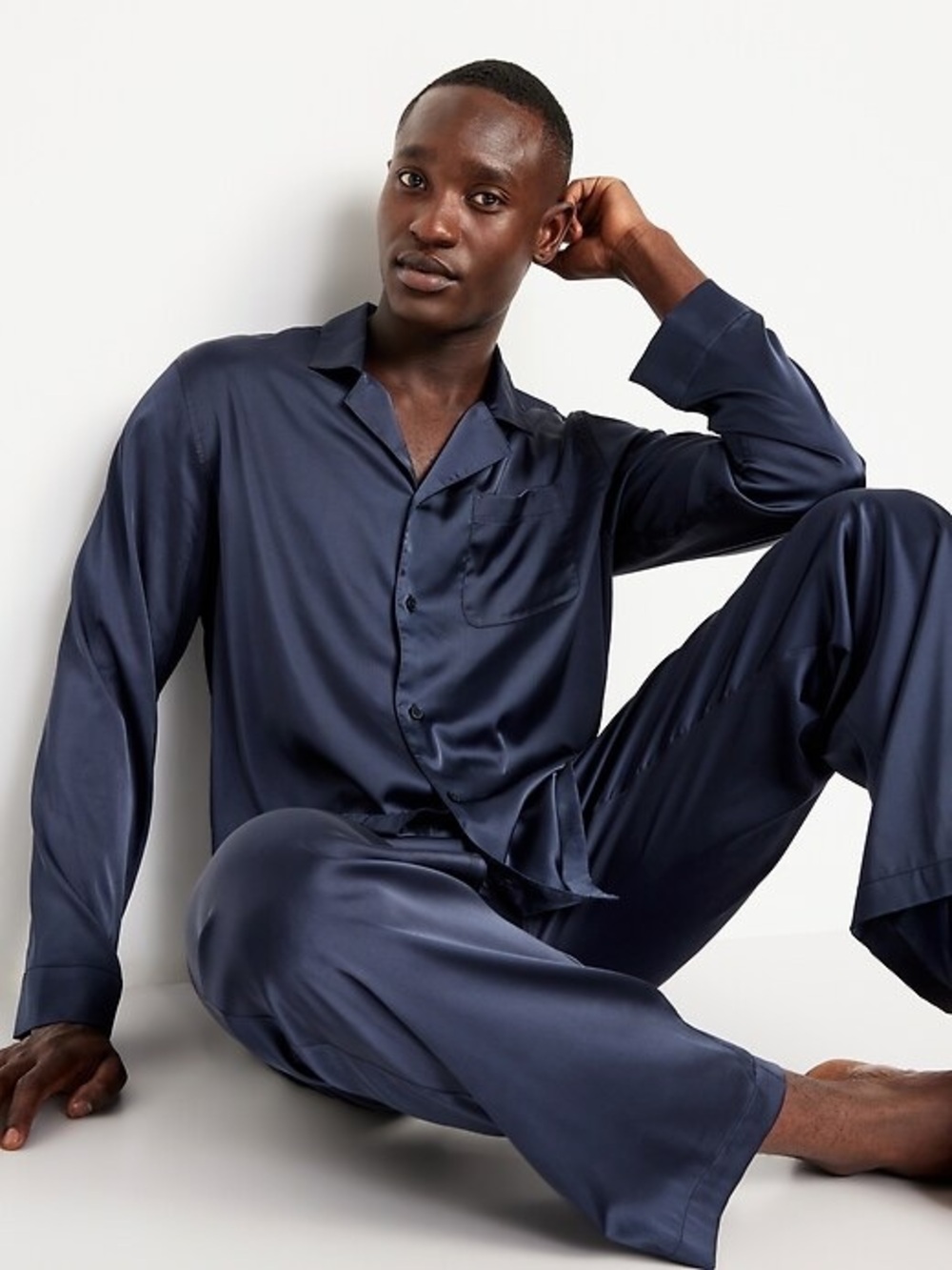 Old Navy Silky Satin In the Navy Men's Pajama Set L Tall